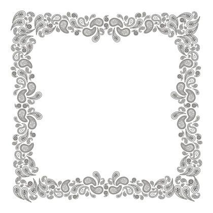 Custom USA Made Bandana with Border Print-Cotton - Border_9 Custom USA Made Bandana with Border Print-Cotton - Border_9