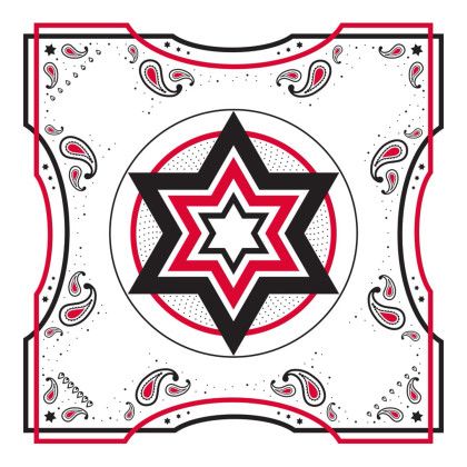 Custom USA Made Bandana with Border Print-Cotton - Border_5 Custom USA Made Bandana with Border Print-Cotton - Border_5