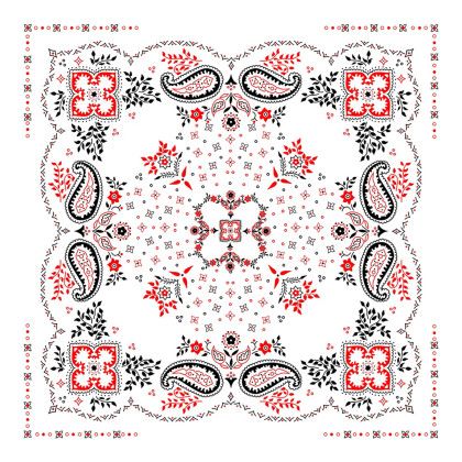 Custom USA Made Bandana with Border Print-Cotton - Border_25 Custom USA Made Bandana with Border Print-Cotton - Border_25