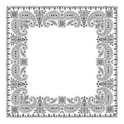 Custom USA Made Bandana with Border Print-Cotton - Border_49 Custom USA Made Bandana with Border Print-Cotton - Border_49