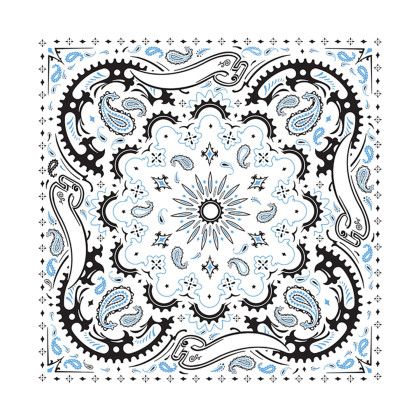 Custom USA Made Bandana with Border Print-Cotton - Border_44 Custom USA Made Bandana with Border Print-Cotton - Border_44