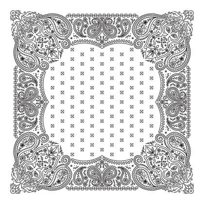 Custom USA Made Bandana with Border Print-Cotton - Border_68 Custom USA Made Bandana with Border Print-Cotton - Border_68