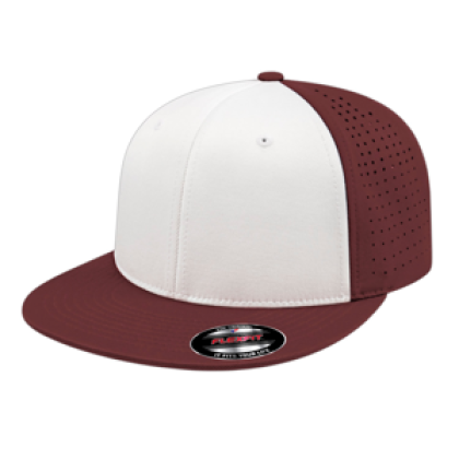 Custom Flexfit Perforated Performance Cap - White Maroon 