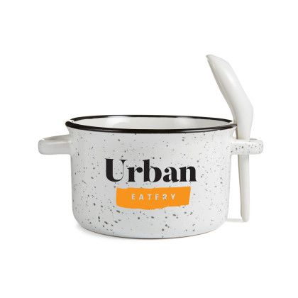 Custom 20 oz Campfire Soup Bowl with Spoon - White