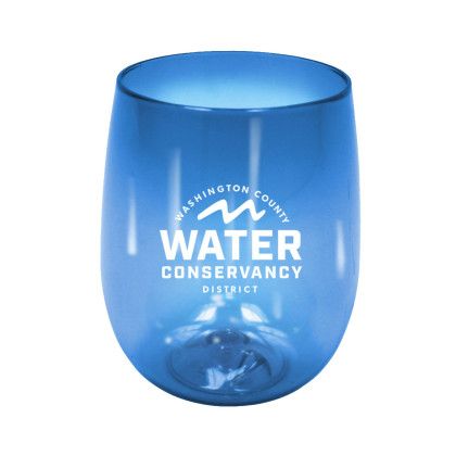 Custom OceanWorks 12 oz Recycled USA Made Stemless Wine Glass - Blue