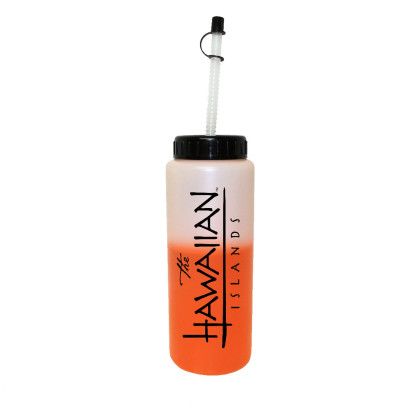 Custom 32 oz. Mood Sports Bottle with Flexible Straw - Frosted to Orange