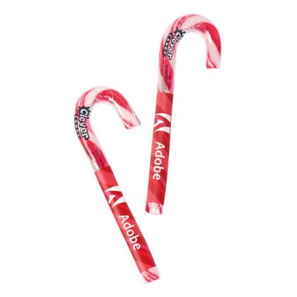 Custom Large Candy Cane w/Label - Red With White 