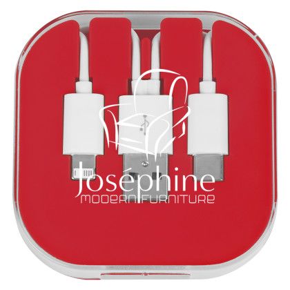 Custom 3-in-1 Charge Cable With Phone Stand - Red Custom 3-in-1 Charge Cable With Phone Stand - Red