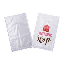 Custom Full-Color White w/Clear Back Plastic Bag - 6" x 9"- Front & back view Custom Full-Color White w/Clear Back Plastic Bag - 6" x 9"- Front & back view