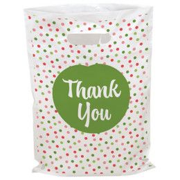 Polka Dots Seasonal Predesigned Plastic Bag - 7.5" x 9"