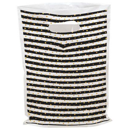 Stripes and Dots Predesigned Plastic Bag - 12" x 15"