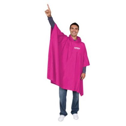 Adult Rain Color Poncho Hood Custom Logo Back - Fuchsia 