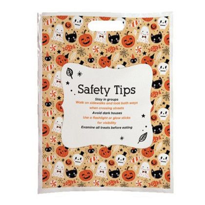Custom Halloween Scatter Design 3 Plastic Bags - 12" x 15" - Back side
