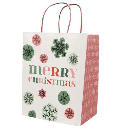 Custom Retro Snowflakes Handle Shopper Logo Bag - Back