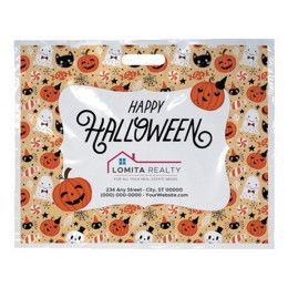 Custom Halloween Scatter Design 3 Plastic Bags - 18" x 15" - Front view