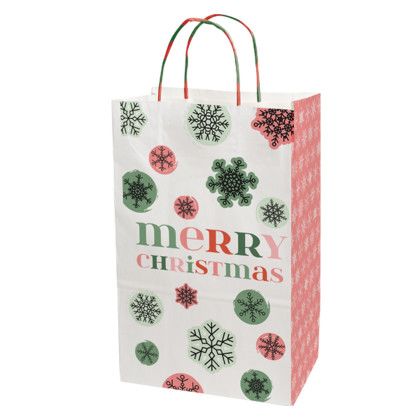 Custom Retro Snowflakes Handle Shopper Logo Bag - 8.5" x 13.375" x 5" Custom Retro Snowflakes Handle Shopper Logo Bag - 8.5" x 13.375" x 5"