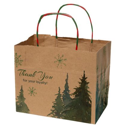 Custom Full Color Natural Holiday Handle Shopper - 8.5" x 7.25" x 5"