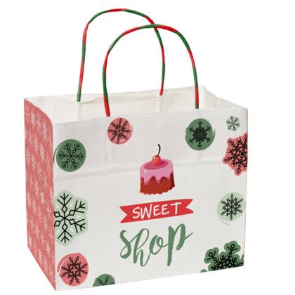 Custom Full Color White Holiday Handle Shopper - 8.5" x 7.25" x 5" Custom Full Color White Holiday Handle Shopper - 8.5" x 7.25" x 5"