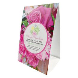 Custom Full-color Vertical Table Tent - Front side