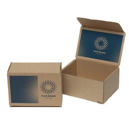 Custom One Color Natural Display Mailer Box w/2 Sided Imprint - 8" x 6" x 4"