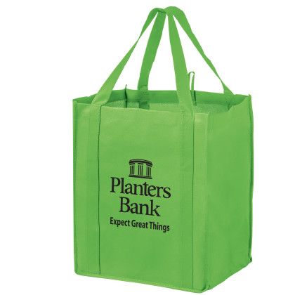 Custom Wine Grocery Tote Combo - Lime Green 