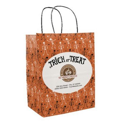 Custom Halloween Scatter Design 2 Handle Shopper - 8.5" x 10.25" x 5" - Front side