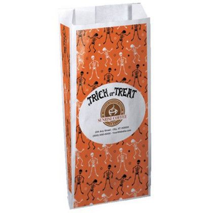 Custom Halloween Scatter Design 2 Merchant Paper Bags - 5" X 10" X 2" - Open view Custom Halloween Scatter Design 2 Merchant Paper Bags - 5" X 10" X 2" - Open view