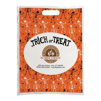 Custom Halloween Scatter Design 2 Plastic Bags - 12" x 15" - Front side