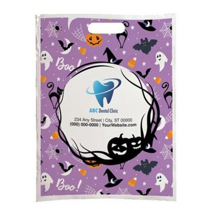 Custom Halloween Scatter Design 1 Plastic Bags - 12" x 15" - Front side Custom Halloween Scatter Design 1 Plastic Bags - 12" x 15" - Front side