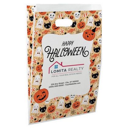 Custom Halloween Scatter Design 3 Merchant Paper Bags - 9" X 13" X 2.5" - Front side