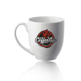 Promotional Color Bistro 16 oz Glossy Coffee Mug - White