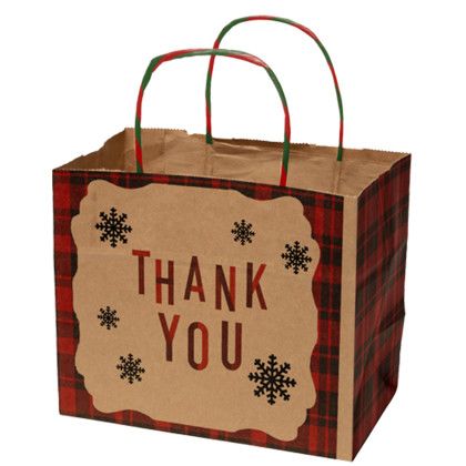 Custom Full Color Natural Holiday Handle Shopper - 8.5" x 7.25" x 5"- Back side