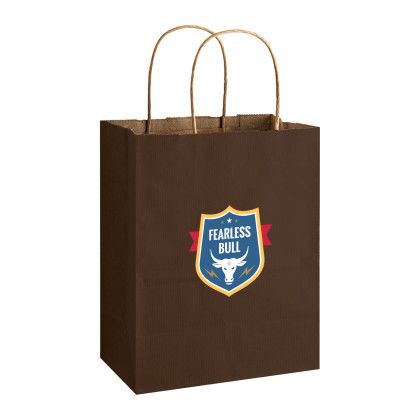 Custom Shopper Paper Bag-Matte-Full Color-Small - Chocolate 