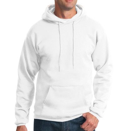Custom Port & Company Essential Fleece Pullover Hooded Sweatshirt - White Custom Port & Company Essential Fleece Pullover Hooded Sweatshirt - White