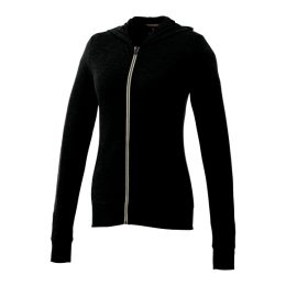 Women's Garner Lightweight Knit Full Zip Hoodie With Thumb Holes - Black