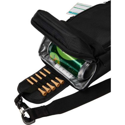 Custom Fairway Recycled 6 Can Golf Cooler - Black Open View Custom Fairway Recycled 6 Can Golf Cooler - Black Open View