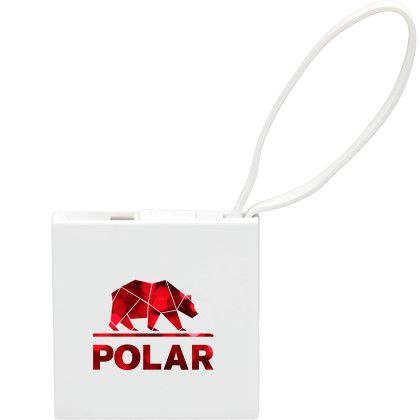 Custom Recycled 2,000 mAh Power Bank with Type-C Cable - White