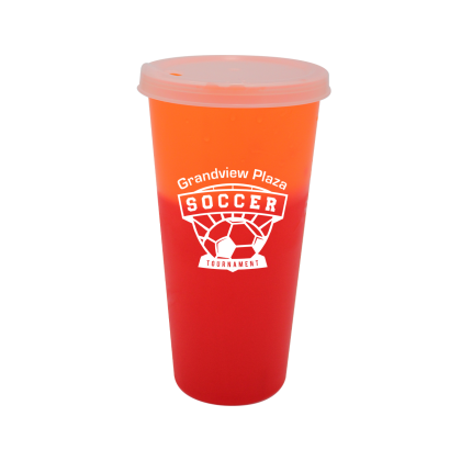 Printed 26 oz Mood Tumbler With Lid - Orange to Tropical Red 
