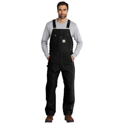 Custom Carhartt Duck Unlined Bib Overalls - Black Front Custom Carhartt Duck Unlined Bib Overalls - Black Front