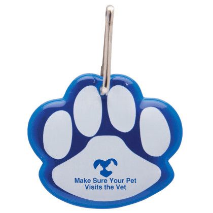 Custom Paw Shaped Reflective Collar Tag - Blue