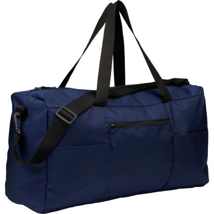 Custom Packable Recycled Duffle Bag - Navy Side View
