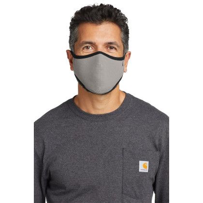 Custom Carhartt Cotton Ear Loop Face Mask - Asphalt Front View Custom Carhartt Cotton Ear Loop Face Mask - Asphalt Front View