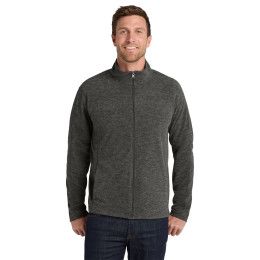 Custom Port Authority Heather Microfleece Full-Zip Jacket - Black Charcoal Heather Front view Custom Port Authority Heather Microfleece Full-Zip Jacket - Black Charcoal Heather Front view