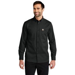 Custom Carhartt Rugged Professional Series Long Sleeve Shirt - Black Front view Custom Carhartt Rugged Professional Series Long Sleeve Shirt - Black Front view