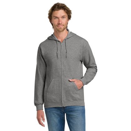 Custom Gildan Heavy Blend Full-Zip Hooded Sweatshirt - Graphite Heather Front view