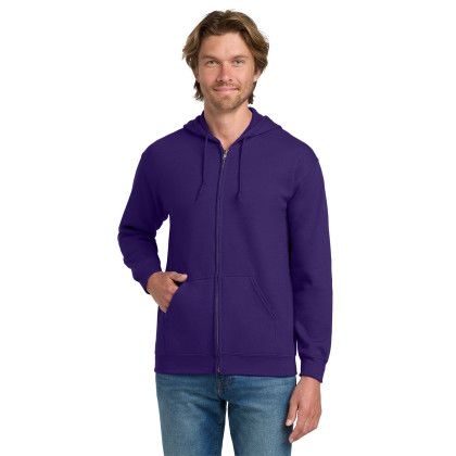 Custom Gildan Heavy Blend Full-Zip Hooded Sweatshirt - Purple Front view