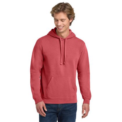 Custom Comfort Colors Ring Spun Hooded Sweatshirt - Crimson Front view Custom Comfort Colors Ring Spun Hooded Sweatshirt - Crimson Front view