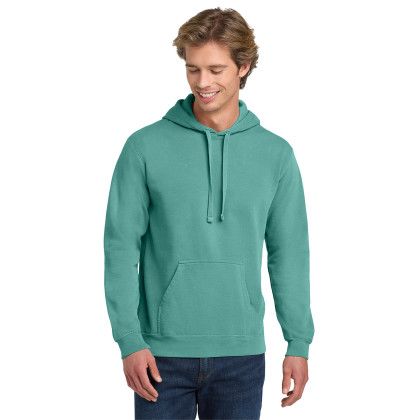 Custom Comfort Colors Ring Spun Hooded Sweatshirt - Seafoam Front view Custom Comfort Colors Ring Spun Hooded Sweatshirt - Seafoam Front view
