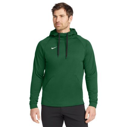 Custom Nike Therma-FIT Pullover Fleece Hoodie - Dark Green Front view Custom Nike Therma-FIT Pullover Fleece Hoodie - Dark Green Front view