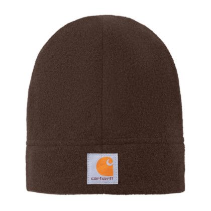Custom Carhartt Fleece Hat - Dark Brown Front view Custom Carhartt Fleece Hat - Dark Brown Front view